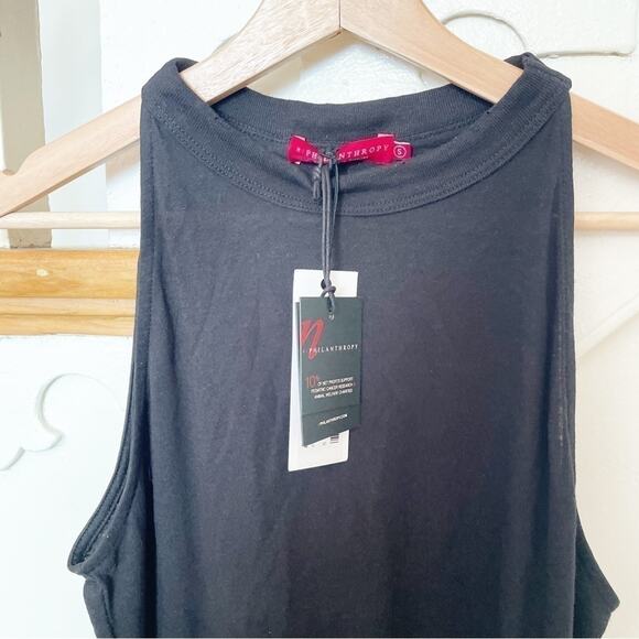 n:Philanthropy Black Sleeveless Crewneck Side Ruching Peach Dress Size S NEW - Picture 6 of 10